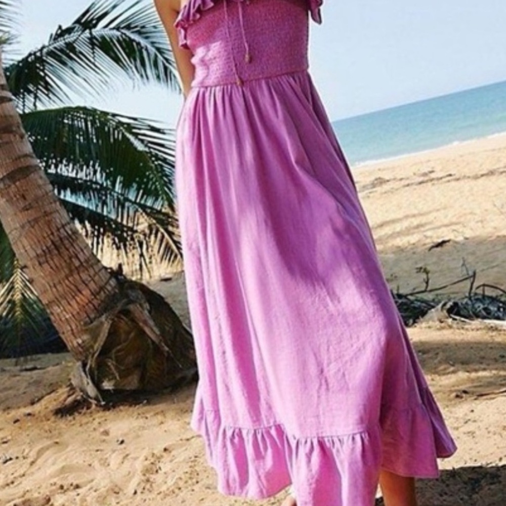 NWOT Free People Lush Life Linen Strapless Midi Dress SIZE SMALL